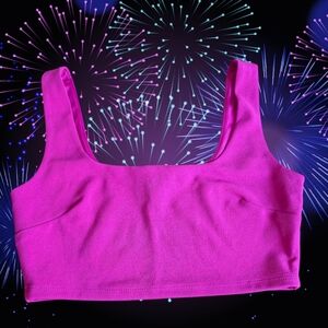 NWT Lulu's Pink Square Neck Cropped Tank Top Size Large